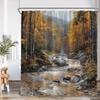 Jesienny Krajobraz Zasłona Prysznicowa Las Klonowy Wodospad Krajobraz Drzewo Dekoracja Łazienki Poliestrowa Zasłona na Wannę