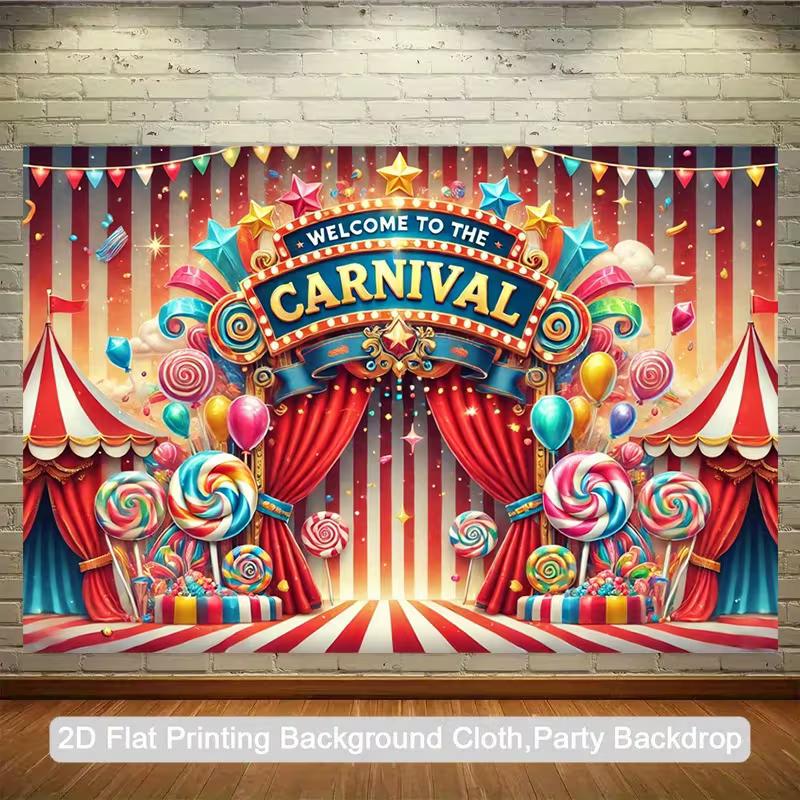 2D Welcome to the Carnival Photography Backdrop for Carnival Party & Photo Booth 47.2x31.5inch/120*80cm