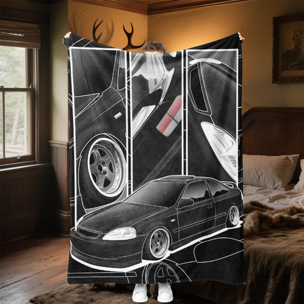 1PC Car Enthusiasts Dream Blanket Perfect All Seasons Soft Comfortable Sofa Office Travel Home Use Makes Great Gift
