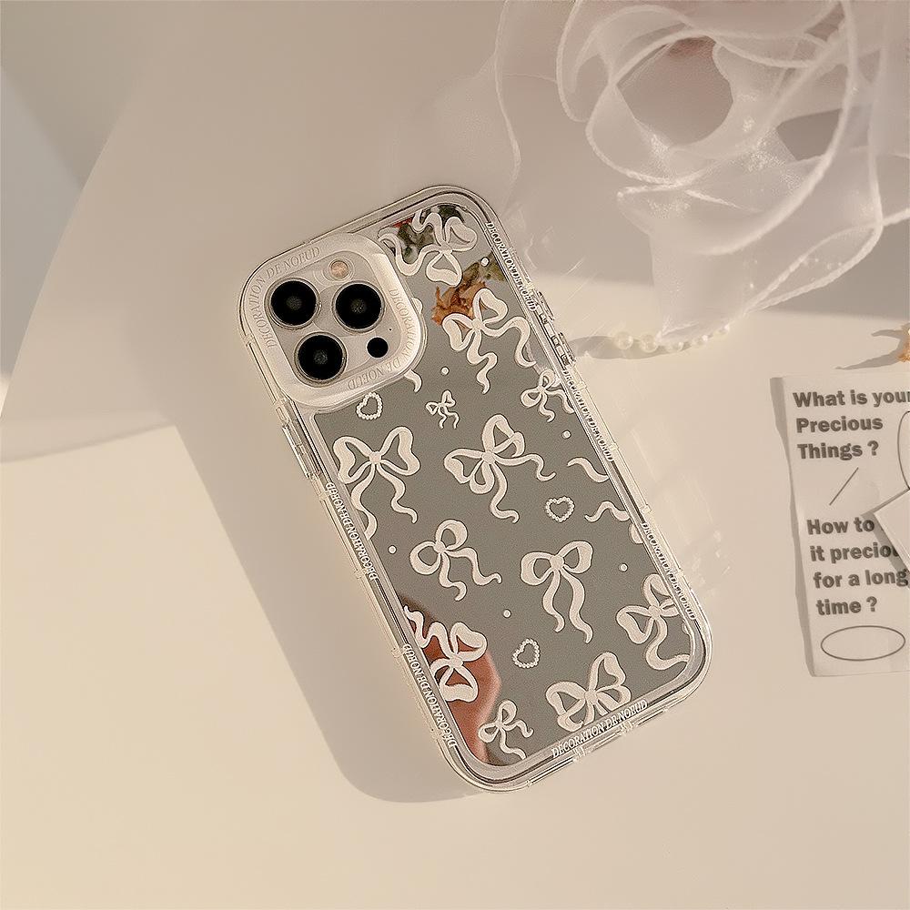 Mirror Bow Suitable for 14ProMax Apple 16 Mobile Phone Case IPhone 15 Temperament Princess Style 11 Transparent 12