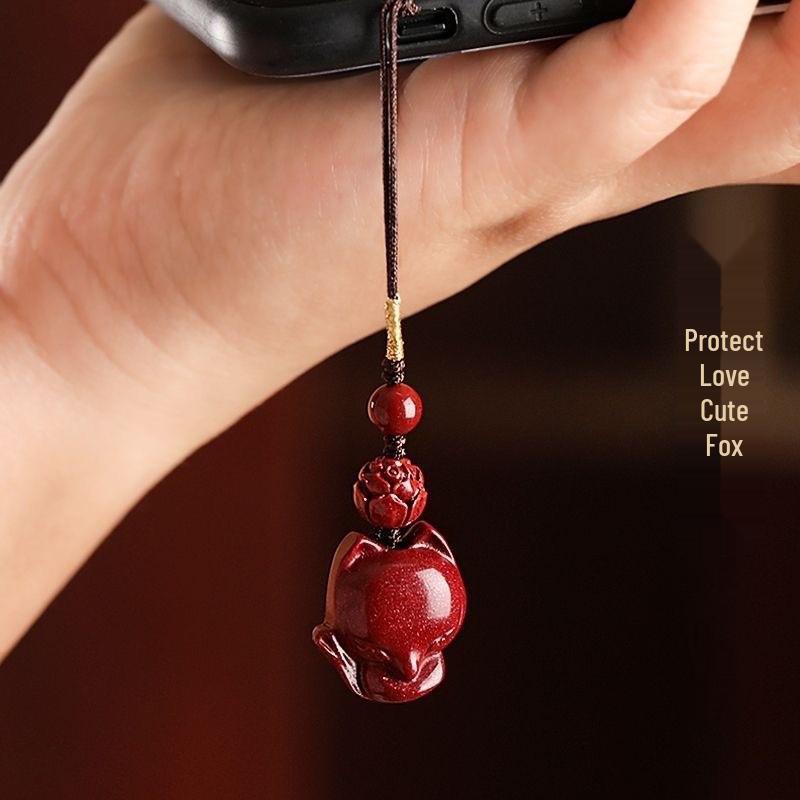 Cinnabar Charm USB Flash Drive Pendant with Purple-Gold Sand, Coin Purse, and Keychain Attachment