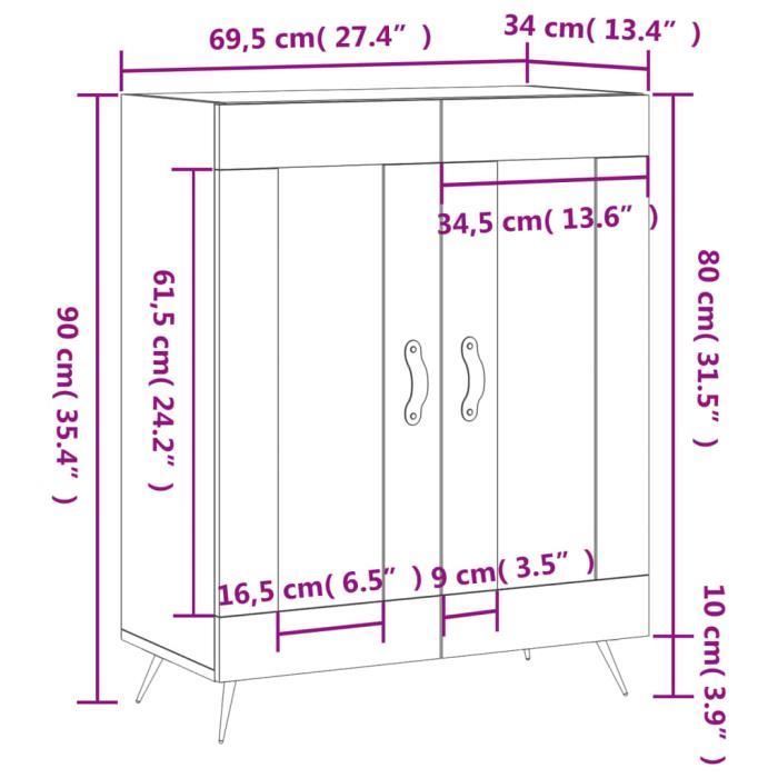 VidaXL Buffet blanc 69,5x34x90 cm bois d'ingénierie 827756