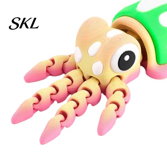 Colorful Desktop Figurine 3D Printed Animal Figures, Articulated Flexible Squid Model Sensory Stress Relief Fidget Toy Toy, Collectible Ocean
