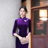 Purple National Style New Chinese Suzhou Autumn Long-sleeved Improved Cheongsam 1011 New Women's High-end Spring and Autumn Mother Outfit