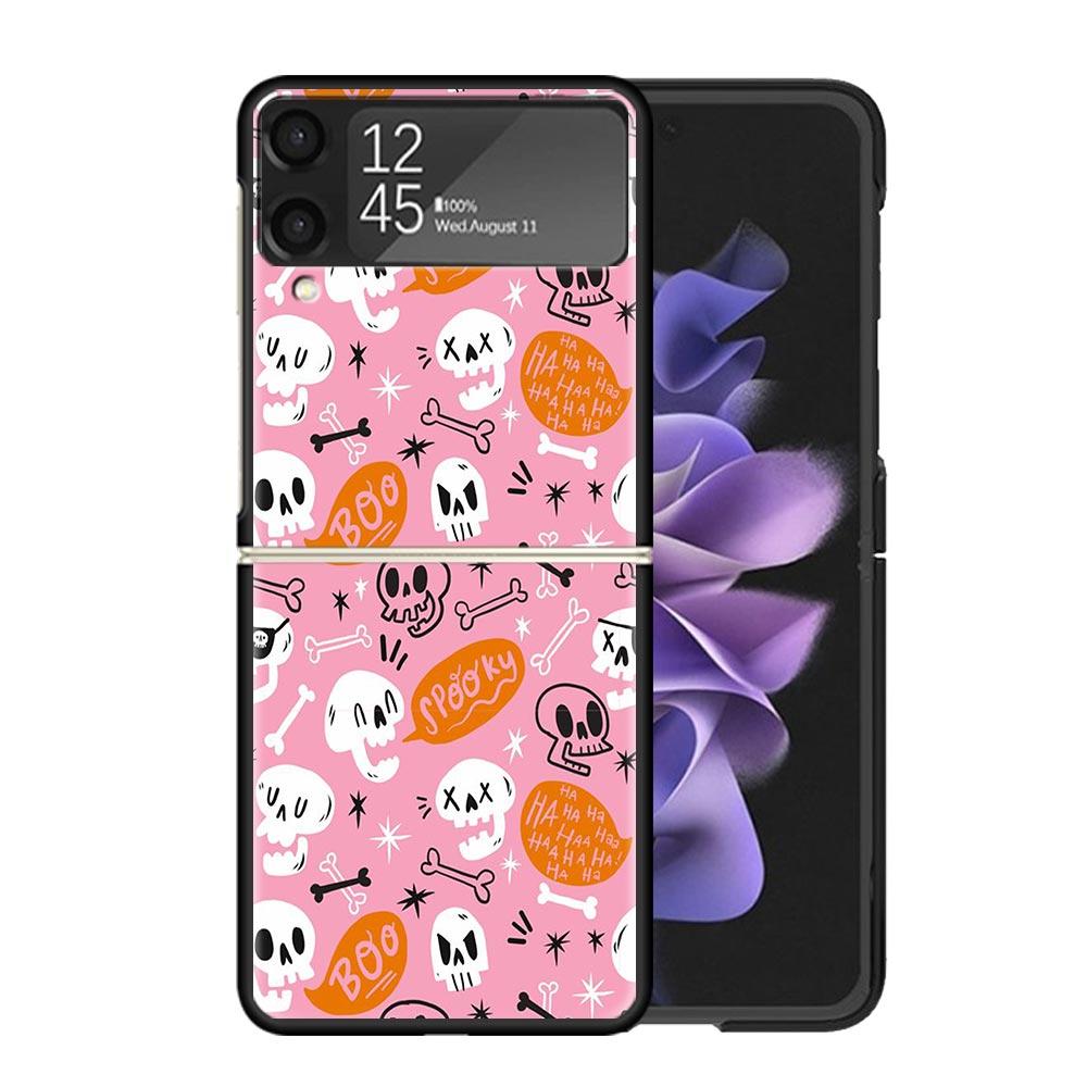 Pink Cat Skull Sorceress Witch Cases For Samsung Galaxy Z Flip 4 5 6 7 3 Z Flip7 Flip6 Flip4 Flip5 Flip3 5G Hard Shockproof Fund