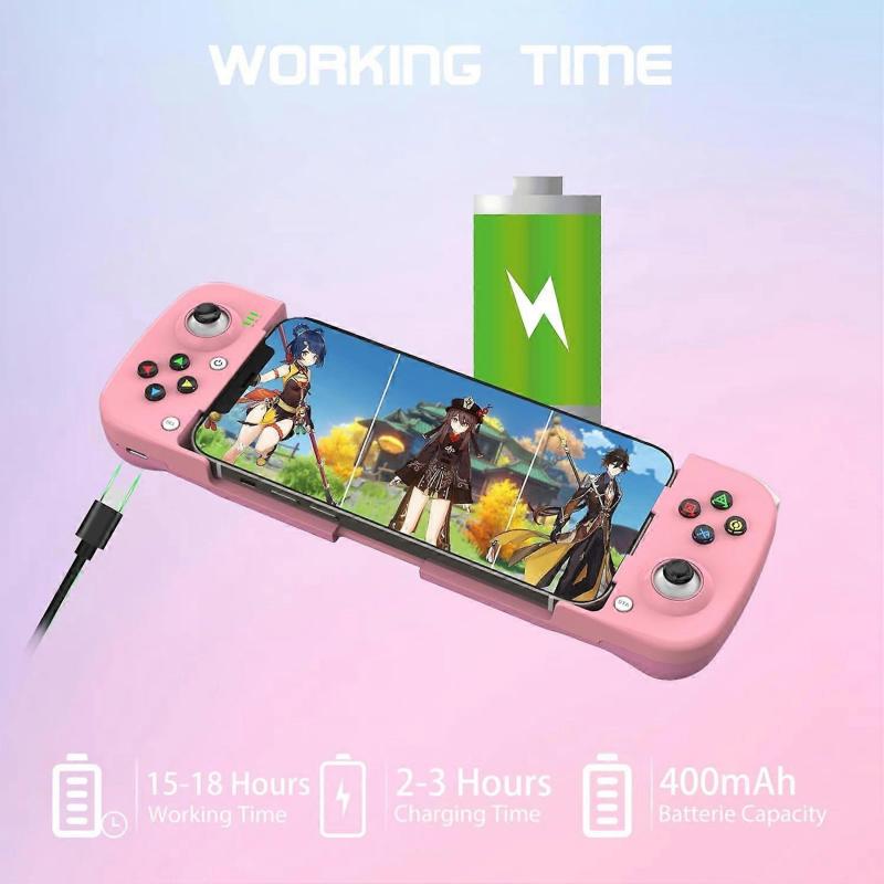 D3 Telescopic Game Controller Joystick Bluetooth-Compatible5.0 for PUBG (Pink)