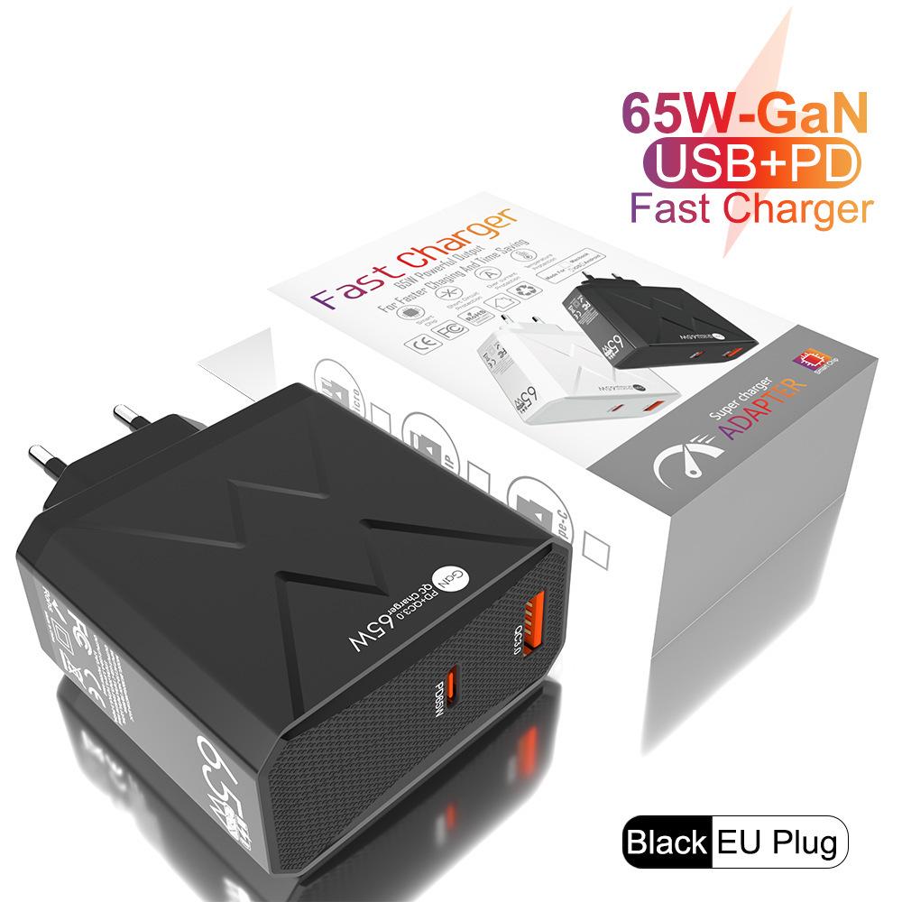 65W PD Fast Charger QC3.0, Compatible with Phones and Tablets, EU Standard.
