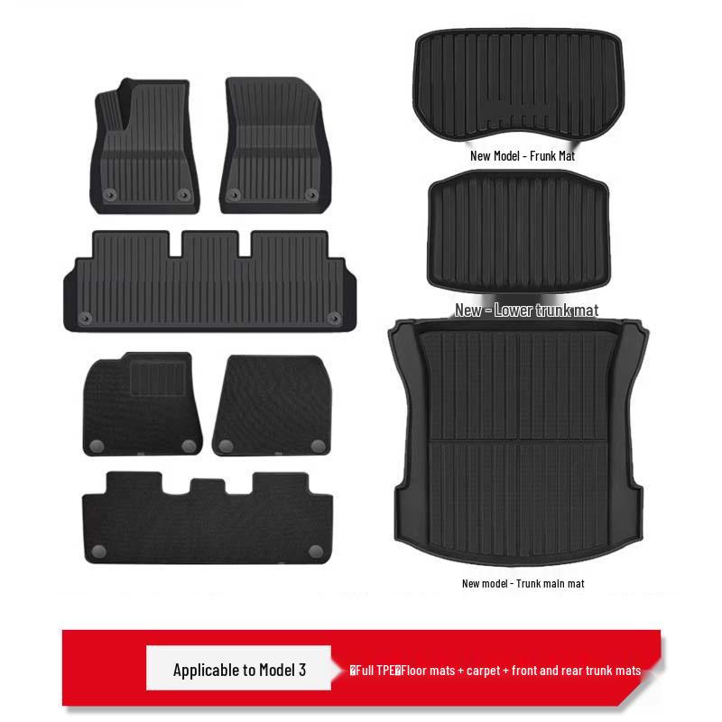 TPE Full-Coverage Floor Mats for Tesla Model 3/Y