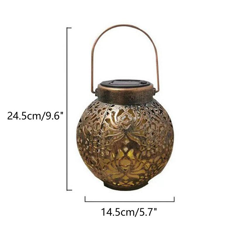 Led Solar Lantern Light Hollow Wrought Iron Projection Light Hanging Lamps Outdoor Waterproof Yard Garden Art Decoration