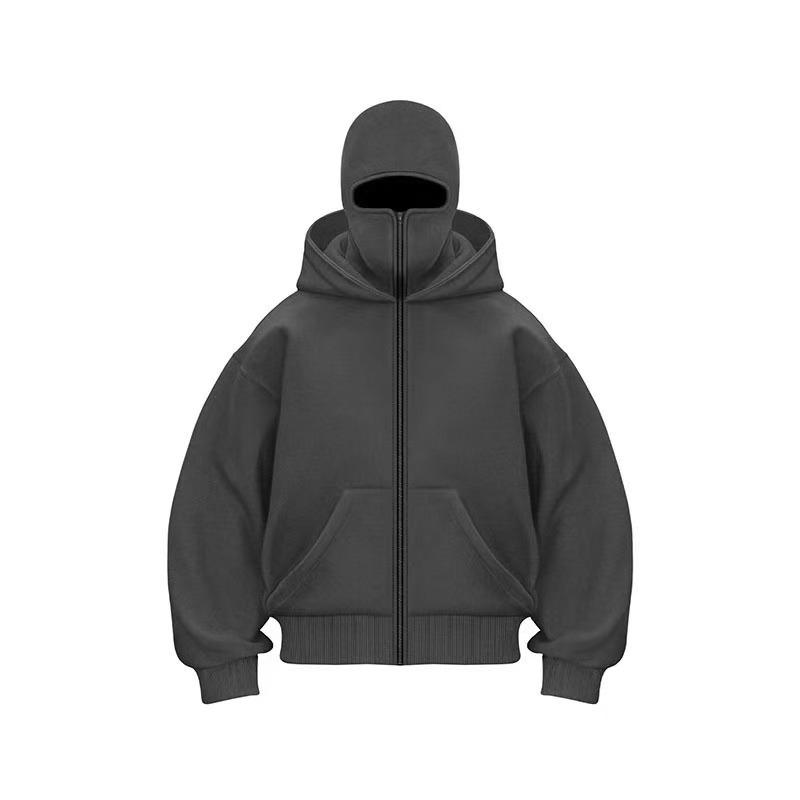

Unisex Double-layer Hooded Zipper Sweatshirt Jacket - Loose Fit Street Style for Couples Small