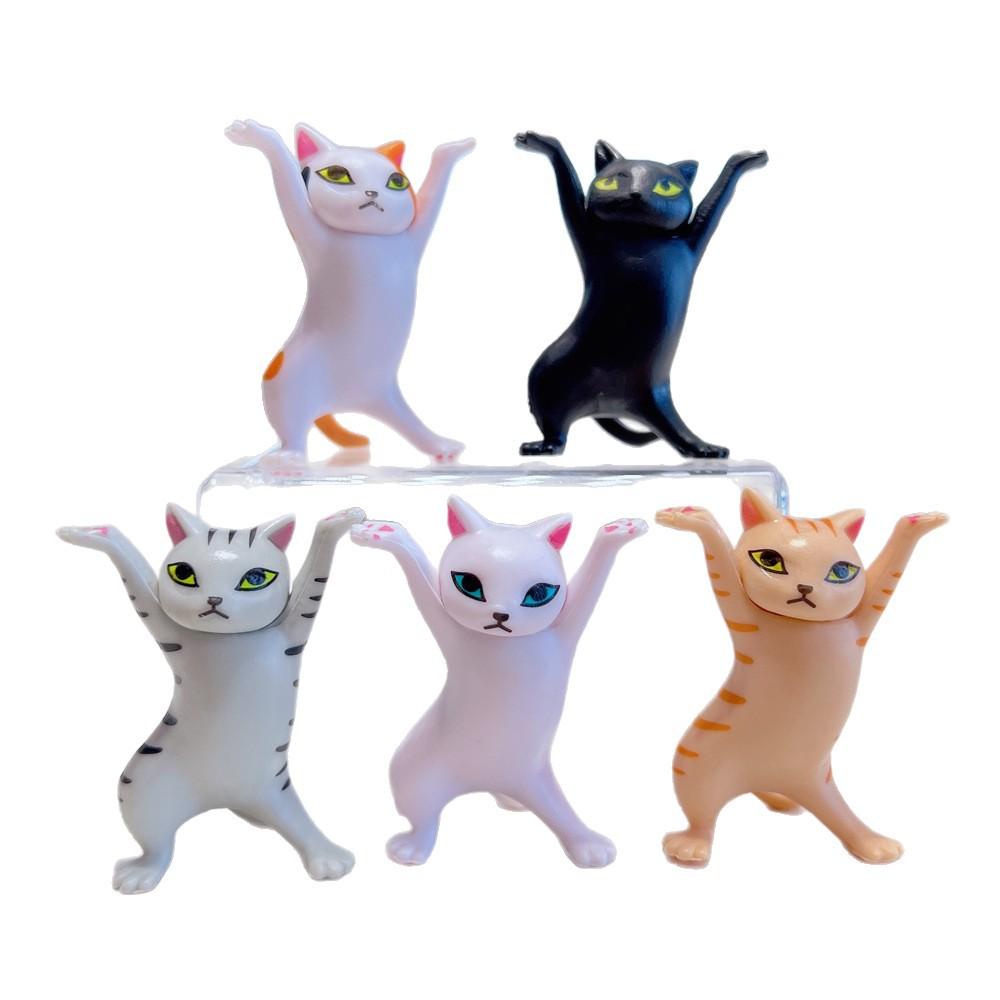 5 PCs Dancing Cat Animation Figure Enchanting Capsule Toy Doll for Fashion Cake Decoration Cat Model Enchanted Doll