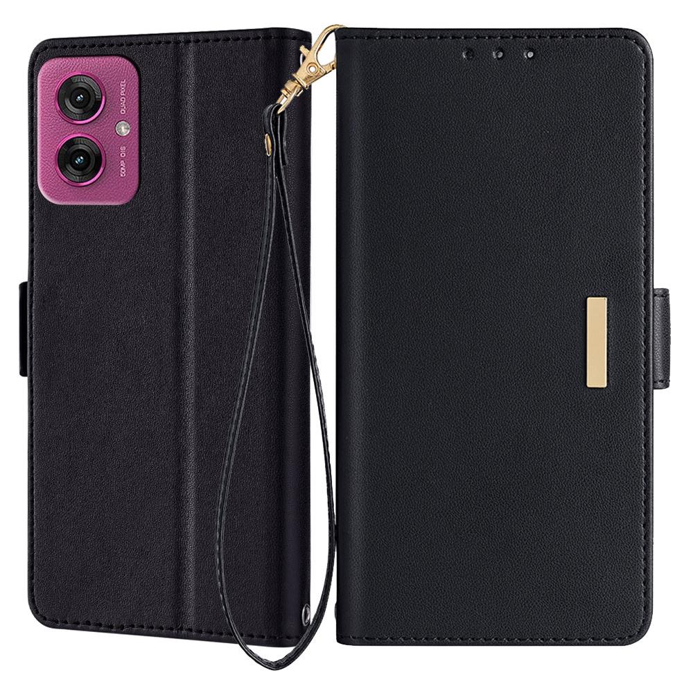 For Motorola Moto G55 5G Leather Wallet Case RFID Blocking Stand Cover with Hand Strap