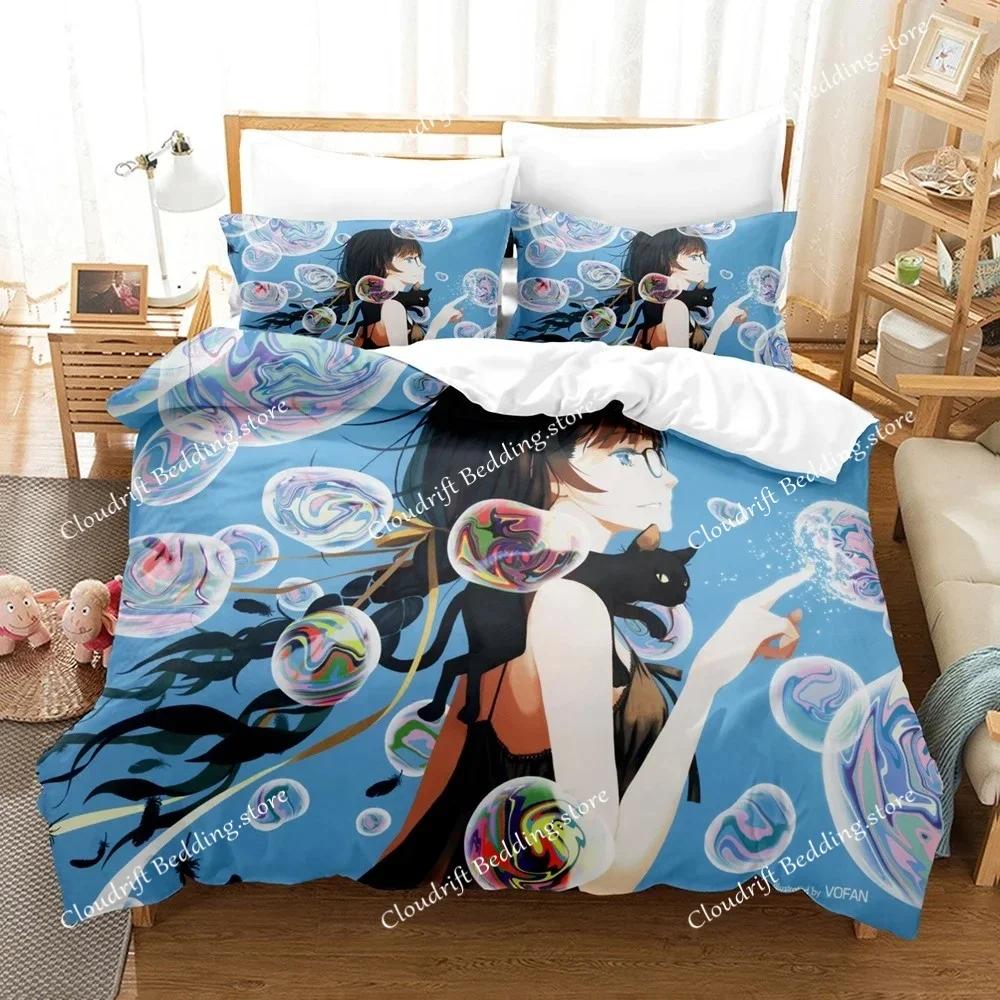 Neues 3D-Druck Monogatari Serie Bettwäsche-Set Anime Araragi Koyomi Bettbezug Doppel Einzel Voll Queen King Erwachsener Kinder Steppdeckenbezug02