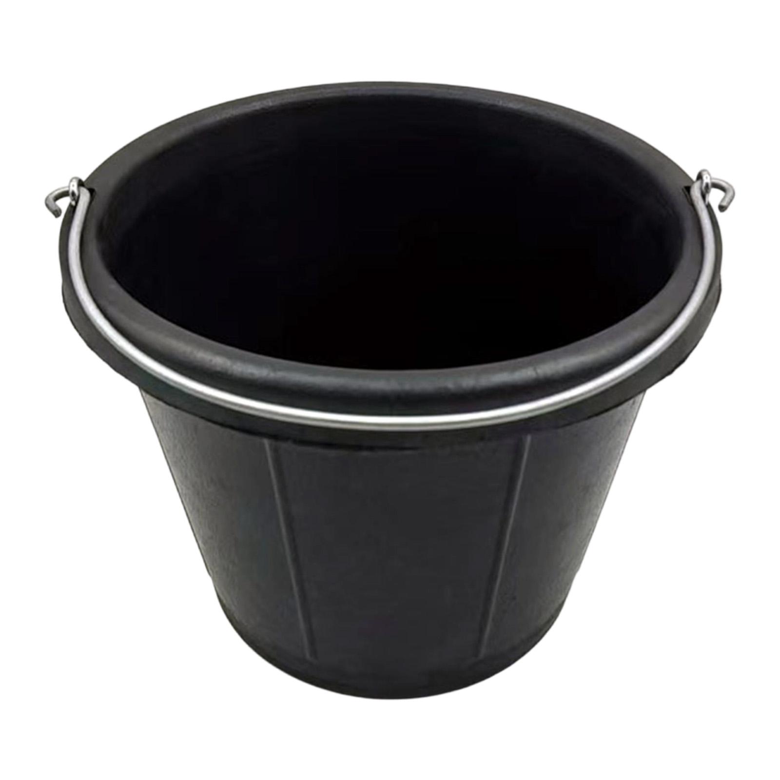 

Гумове відро для корму з ручкою Сільськогосподарський контейнер для зберігання Багатоцільова годівниця для коней, великої рогатої худоби та кіз чорний