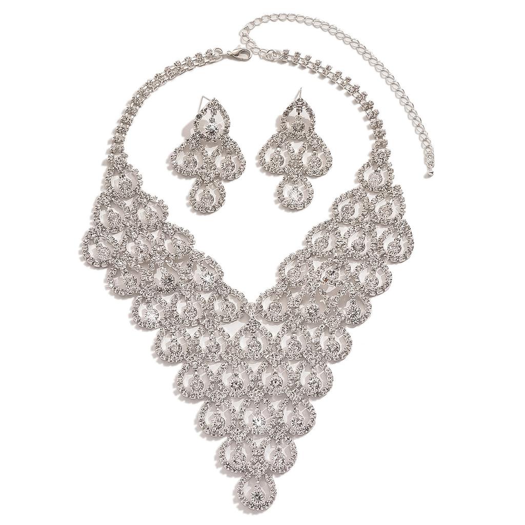 3 szt. Damski Modny Geometryczny Naszyjnik Kolczyki Z Cyrkoniami Zestaw Z Cyrkoniami Prosty i Wszechstronny Prezent na Ślub Imprezę Festiwal -8571