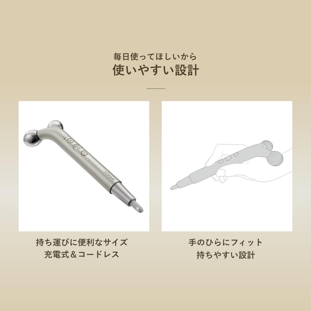 YA-MAN WAVY Needle Lift Pointer Roller EMS Facial Beauty Device YJFD3NAM Gold with Sticker [Amazon.co.jp Exclusive]