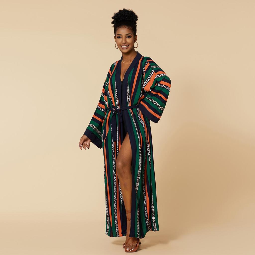 New European & American Cotton Printed Beach Cardigan: Sexy Sunscreen Jacket and Loose Holiday Swimsuit Cover-Up.