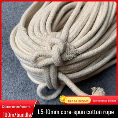 1.5-10mm White Core-Spun Cotton Braided Round Drawstring Rope