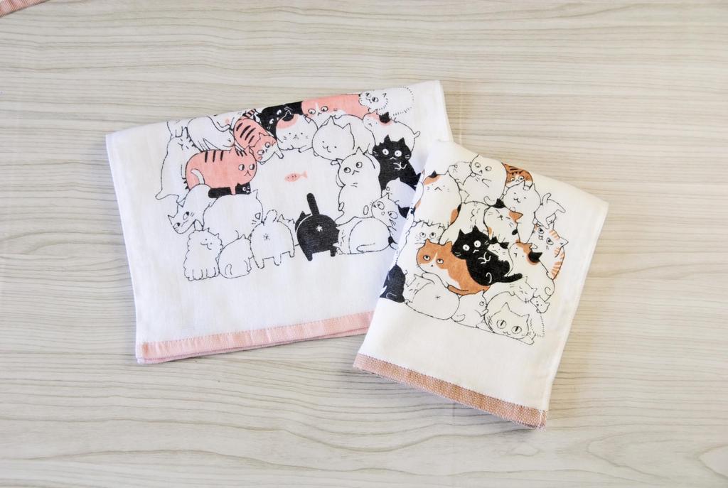 Kaneno Made In Gauze Face Untwisted Fish Meeting 30 X Cat Gift Towel, Japan, Towel, Pile, Design, Approx. 80cm, Design, Senshu, Quick-Drying,