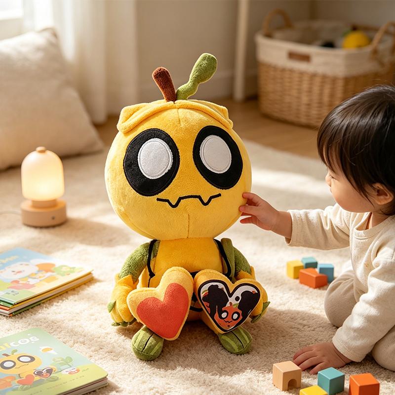 Cute Pumpkin Cartoon Plush Doll Soft Fluffy Stuffed Toy With Attached Heart Pendant For Halloween Collectible Gift For All Ages