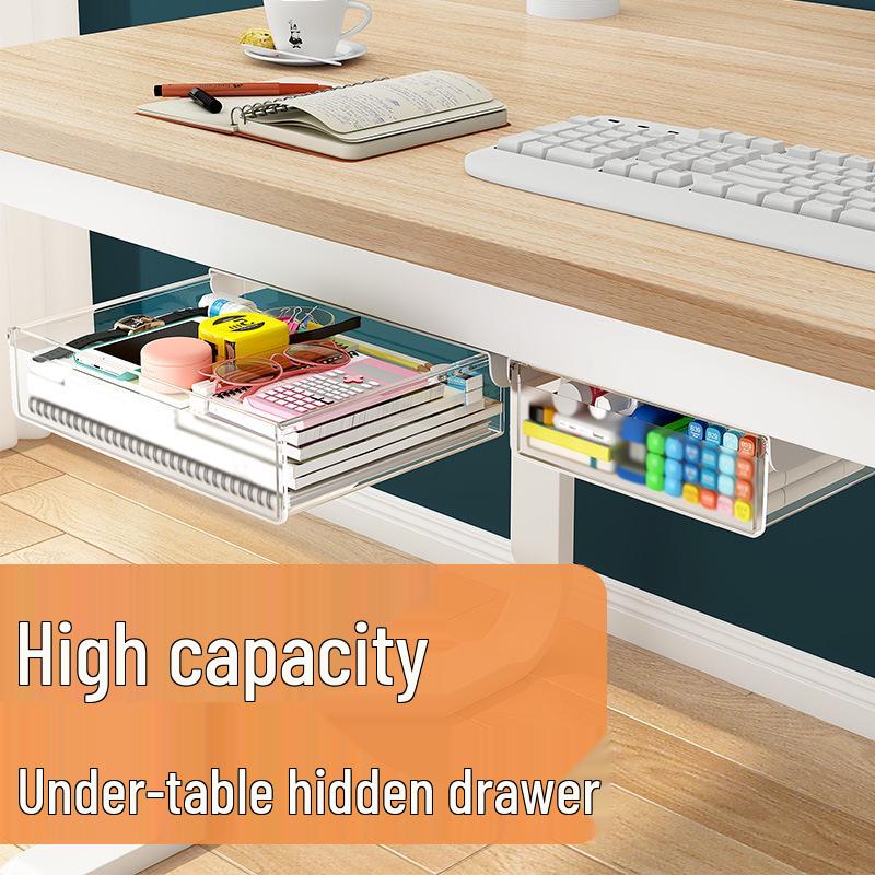 Under-Desk No-Punch Invisible Drawer & Organizer for Cosmetics