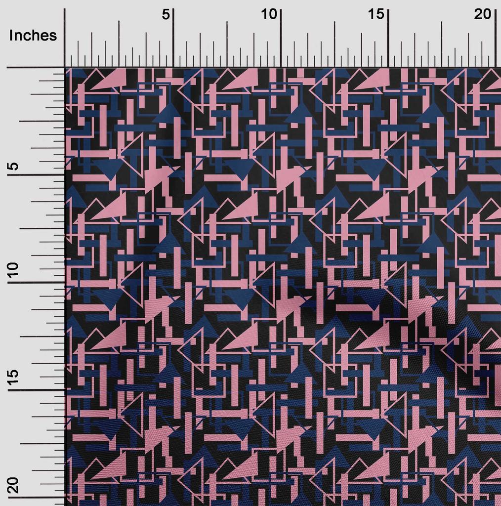 oneOone Bavlněná směsová látka Čtvercový a trojúhelníkový geometrický potisk 1 yard 40 palců