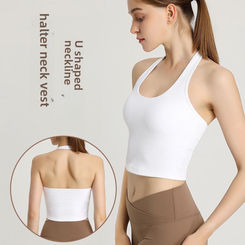

Yujia Women s Fixed Cup Halter Neck Yoga Top M