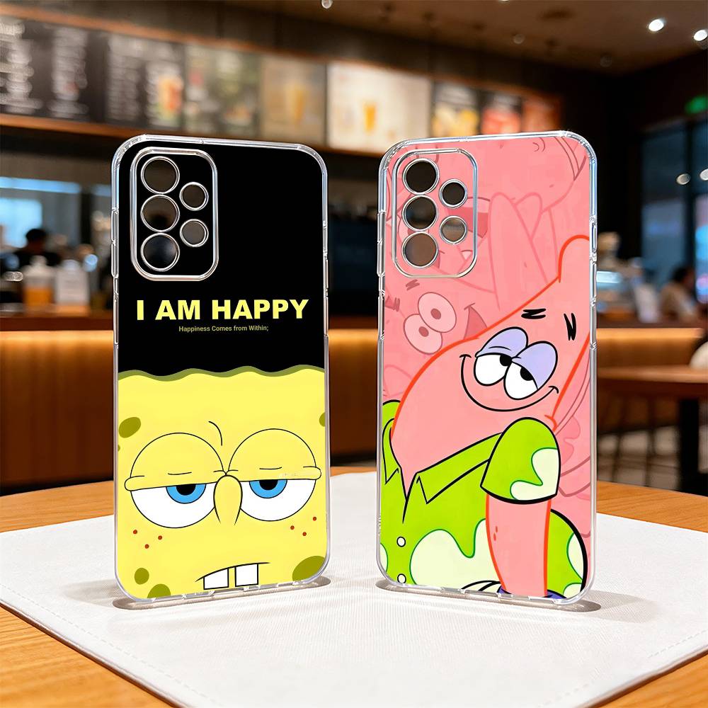 Cartoon Classic S-spongebobs Phone Case Transparent Silicone Soft For Samsung S25,S24,S21,S22,S23,S30,Ultra,S20,Plus,Fe