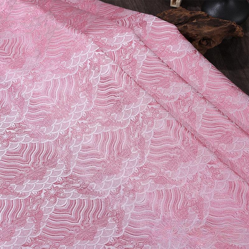 Ocean Wave Pattern Brocade Fabric Jacquard Satin Cloth for Handmade Diy Cheongsam Cushion Pillow Sachet Ethnic Costumes