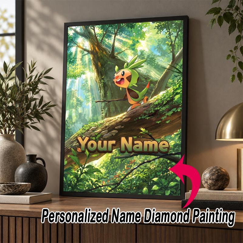 Personalized Leafeon Diamond Art Custom Name 5D Diamond Painting Full Drill DIY Craft