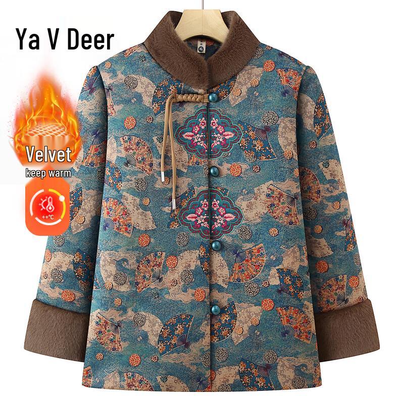 

Yalu Elderly Women s Winter Tang Suit Cotton Jacket 3XL
