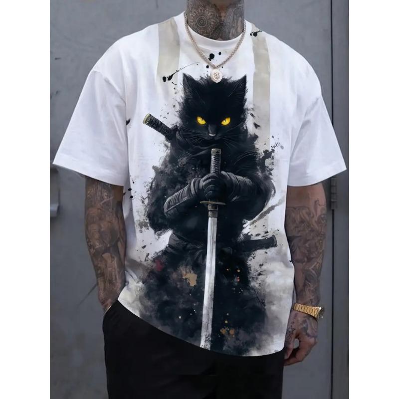 Men's T-shirt Fun Cat 3D Animal Printed Children's Cartoon T-shirt