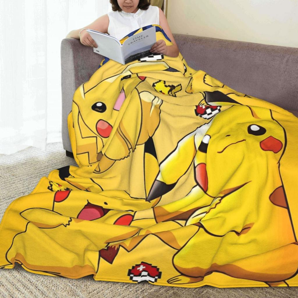 Pokemoned Pikachu Cartoon Fleece Blankets Funny Throw Blankets for Bed Sofa Couch 200x150cm Bedspreads