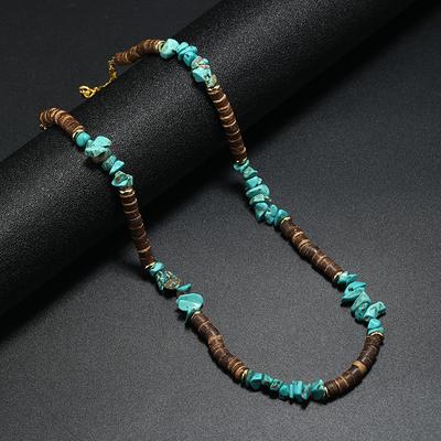 Noter Neue Böhmische Halskette Herren Damen Natürliche Kokosnussperlen Halsband Unregelmäßige Tigeraugen Howlith Colar Strand Freizeit Zubehör