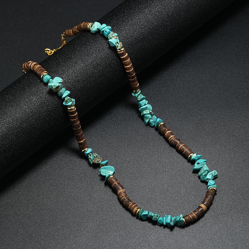 

Noter New Bohemia Necklace Men Women Natural Coconut Bead Collar Irregular Tiger Eyes Howlite Colar Beach Leisure Accessories