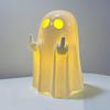 Pryskyřičná svítící dekorace duch pro Halloween Malá bílá figurka ducha Roztomilá svítící soška ducha pro domácí stolní patrovou podnosovou dekoraci