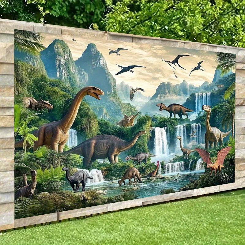 1 Stück 2D Polyester-Banner - Dinosaurierlandschaft - Perfekt für Heimdekoration, Party und Studio