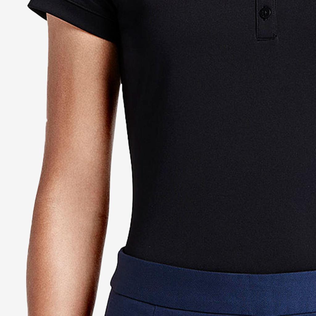 Nike Solid Color Sports Short Sleeve Polo Shirt Women Tops Black 725586-010