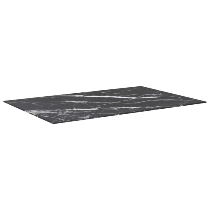 VidaXL Dessus de table Noir 100x62cm 8mm Verre trempé et design marbre