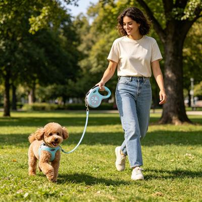 Retractable Dog Leash Heavy Duty 16Ft Tape Leash Tangle-Free Leash with One-Button Control Comfortable Handle for Small Medium Dogs