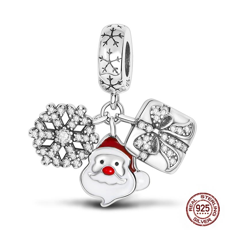 Christmas Charms Copper Fit Pendant Original Bracelets Santa Claus Snowflake Tree Gingerbread Man Beads Diy Jewelry