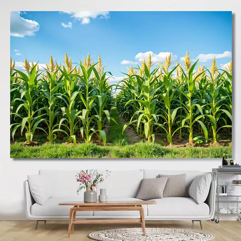 

2D Green Corn Plantation Tapestry Rural Agriculture Background Cloth 47.2x31.5inch/120*80cm