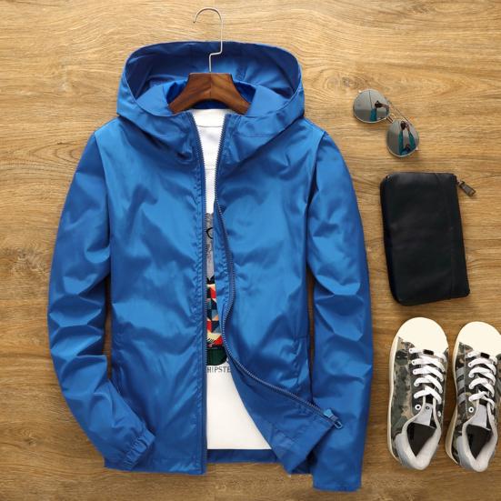 Herrenmantel Einfarbig Lange Ärmel Elastische Bündchen Glatte Oberfläche Streetwear Herbst Winter Kapuzen-Windjacke für den täglichen Gebrauch