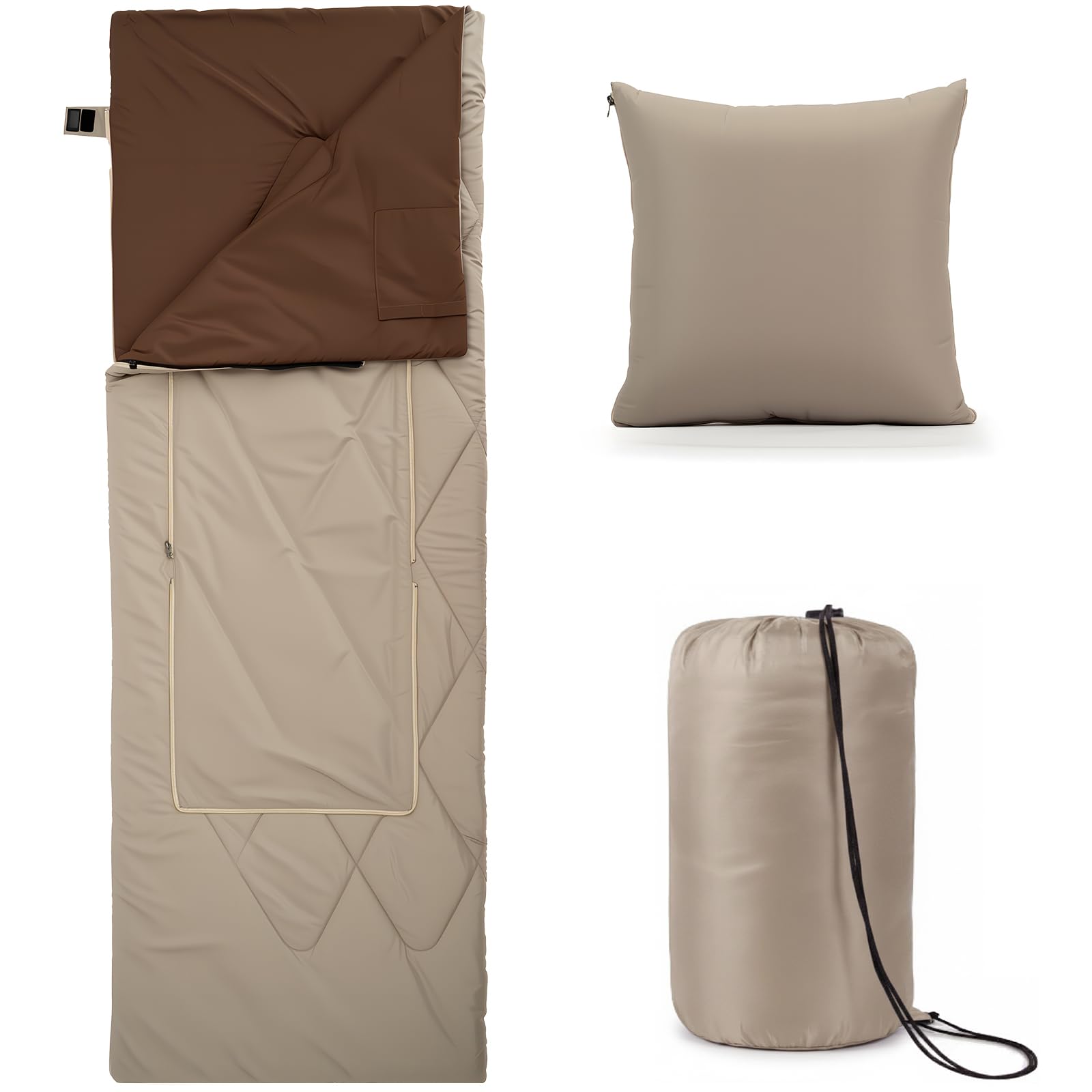 

Rocacoco Cushion Sleeping Emergency and Lightweight for Evacuation Shelters and Emergencies 4-Way Bag, Poncho, Blanket, Multi-Function Supplies, Warm, бежевый