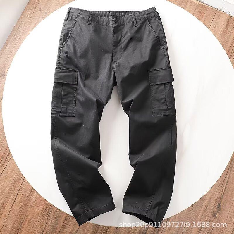 

Overalls Loose Straight Pants Shrimp Skin New Multi-Pocket Versatile Casual Pants M чёрный