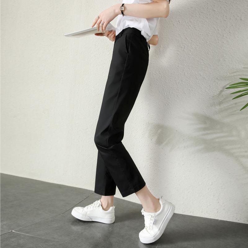 2024 Women's High-Waisted Slim Fit Summer Cigarette Pants - Nine-Point Casual Straight-Leg Design