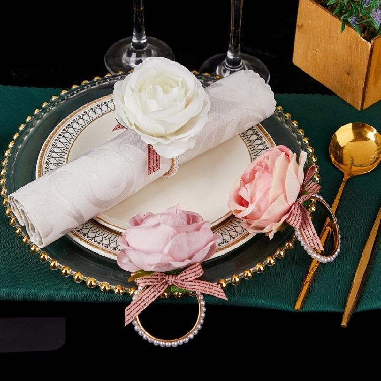 Hand Woven Faux Eucalyptuses Leaf Napkin Rings Christmas Flower Napkin Rings for Casual and Dinner Parties