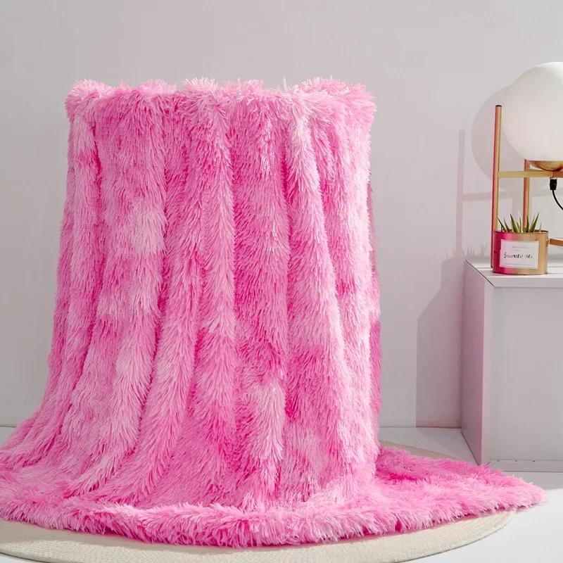 Modern And Simple Mink Fur Long Hair Blanket Four All Season Universal Multifunctional Solid Color Thick Blanket For Bed Couch
