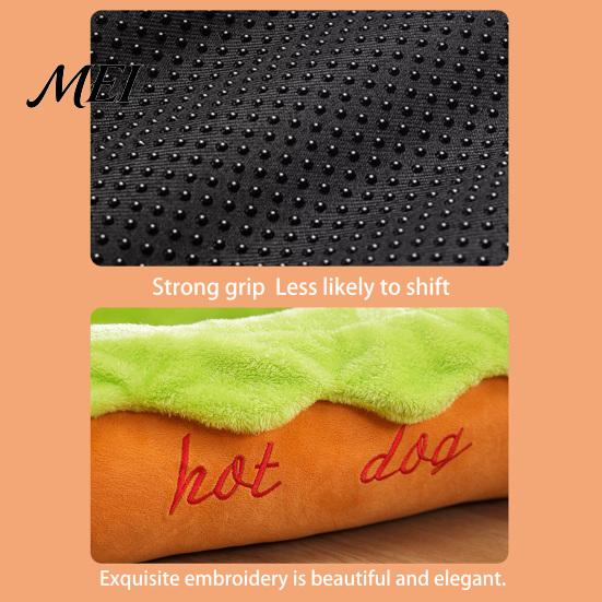 Einzigartige Haustierhöhle für Dackel Hot Dog Bett, Niedliches Gemütliches Kuschelbett mit Abnehmbarem Waschbarem Polster, Lustiges Kreatives Tierbett Wohnzimmer Brötchen Plüsch Kleine Hunde Katzen