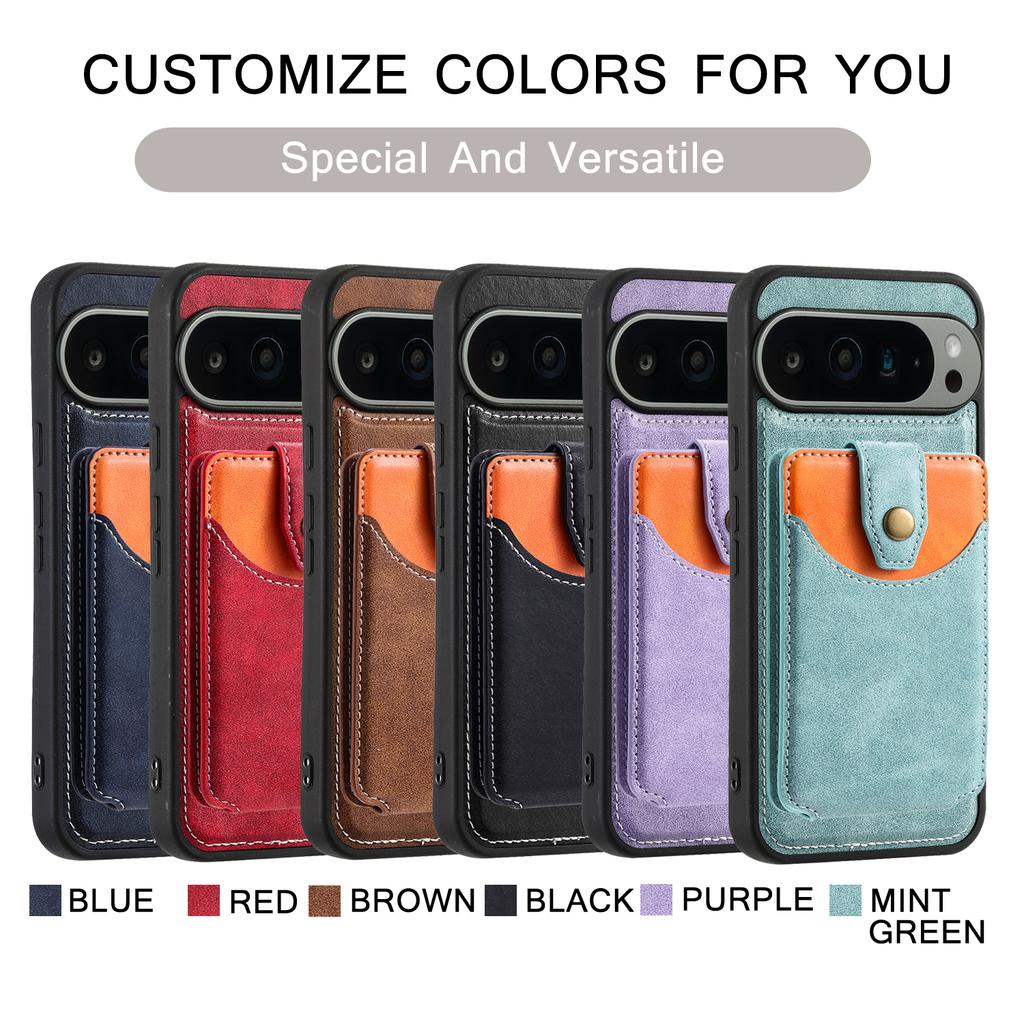 Custodia a Portafoglio con Slot per Carte Magnetiche Staccabile 2 in 1 in Pelle per Google Pixel 9 Pro XL 9A 8 8A 7 7A 6A Borsa da Tasca per Cover Magsafe